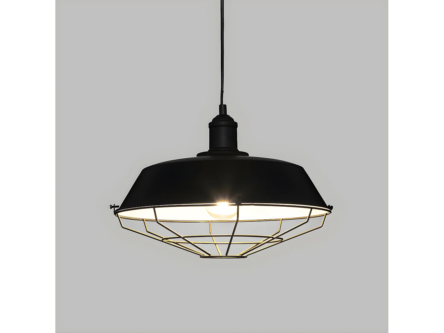 Luminaire Suspension en Métal Noir  D 35 cm