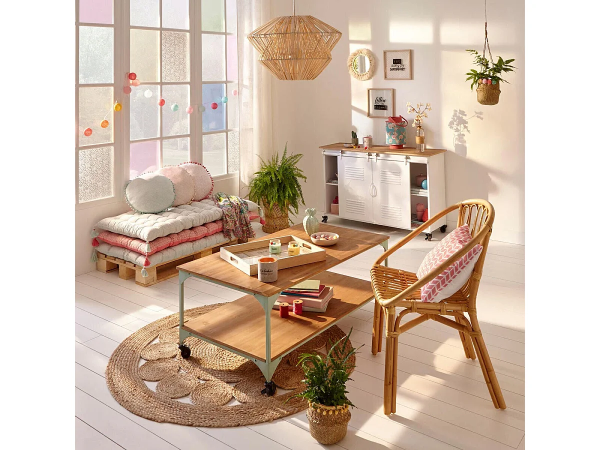 Luminaire Suspension en Rotin naturel D 45 cm