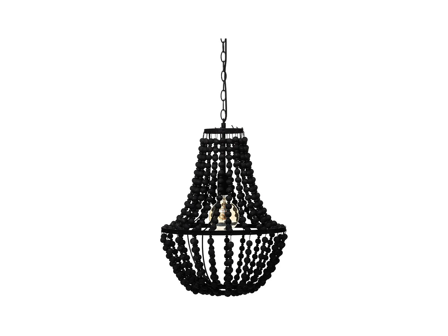 Luminaire Suspension Perles noires en Bois D 38.5 cm