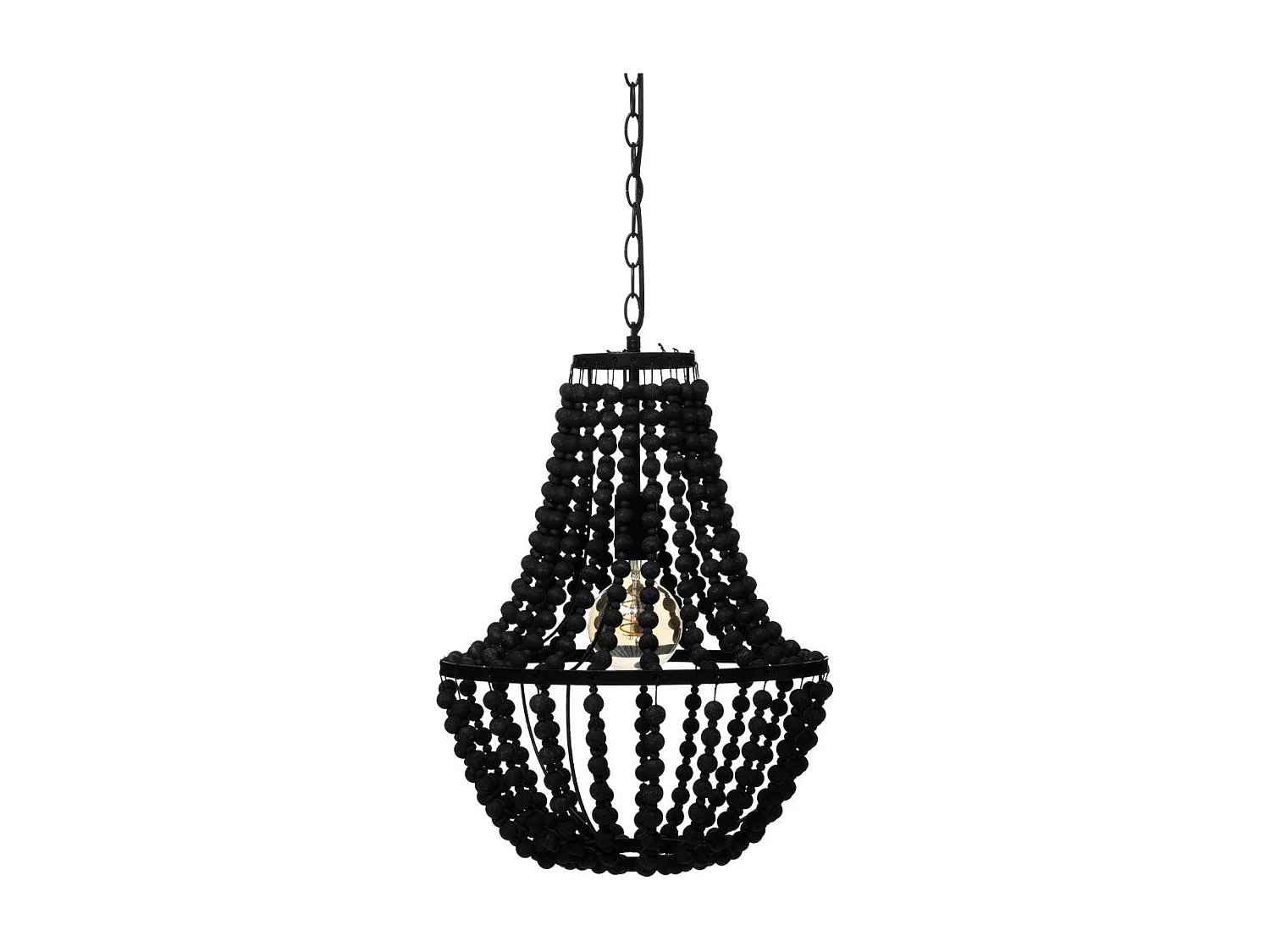 Luminaire Suspension Perles noires en Bois D 38.5 cm