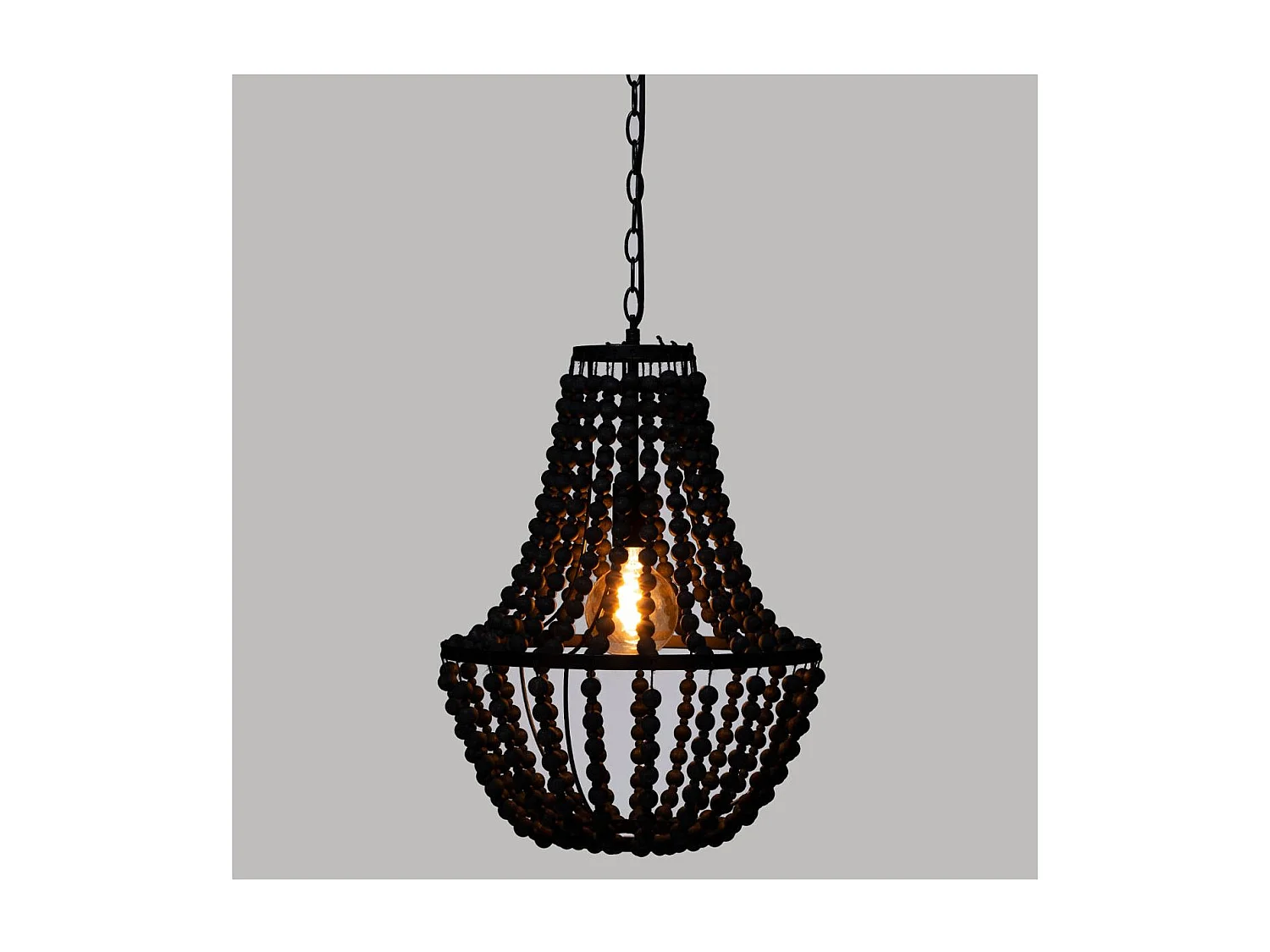Luminaire Suspension Perles noires en Bois D 38.5 cm