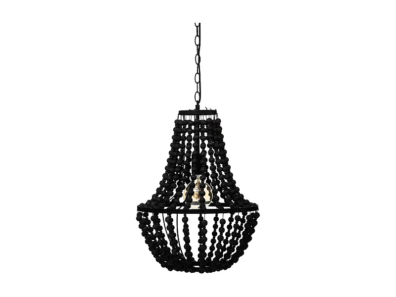 Luminaire Suspension Perles noires en Bois D 38.5 cm