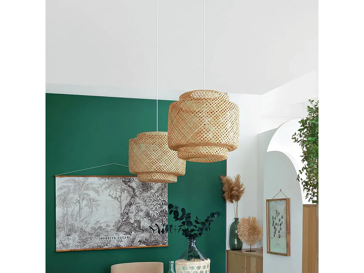 Bohème-Hängeleuchte aus Bambus Ø 40 x H. 38 cm