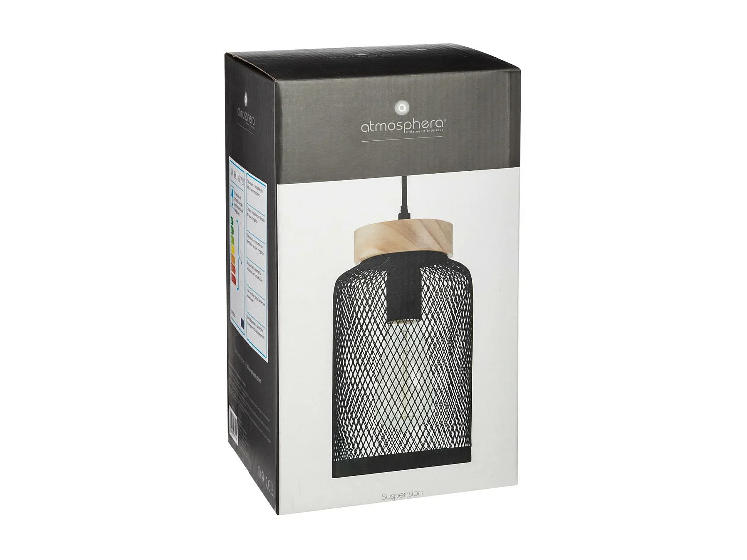 Lámpara de techo en metal y madera campana