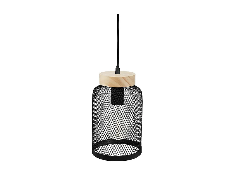 Lámpara de techo en metal y madera campana