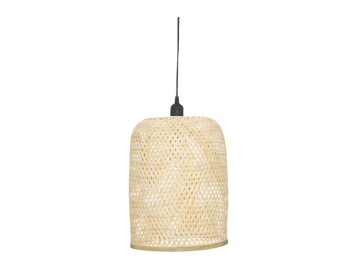 Luminaire Suspension  en Bambou et Métal D 28 x H 36 cm