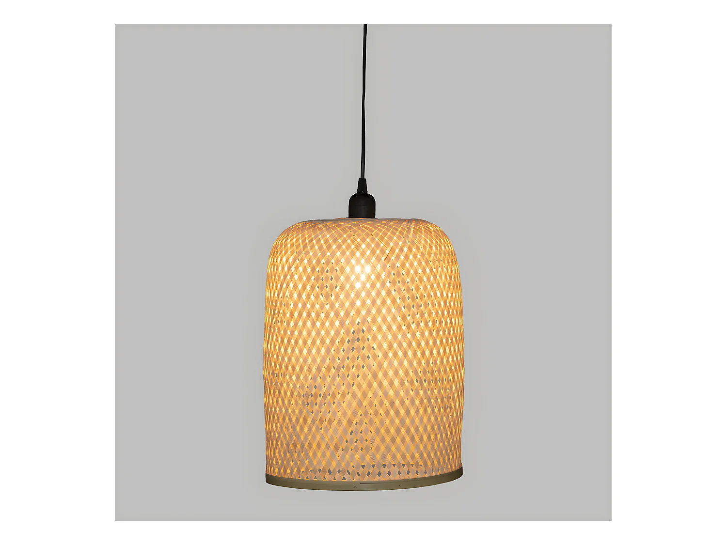 Luminaire Suspension  en Bambou et Métal D 28 x H 36 cm