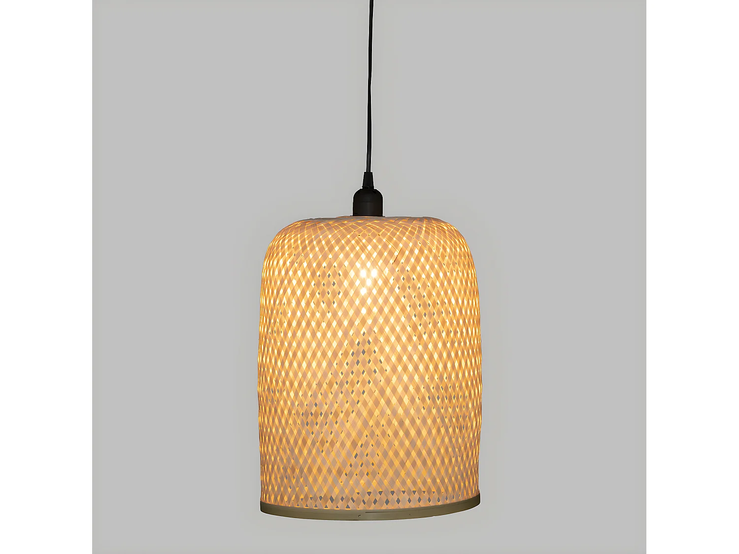 Luminaire Suspension  en Bambou et Métal D 28 x H 36 cm
