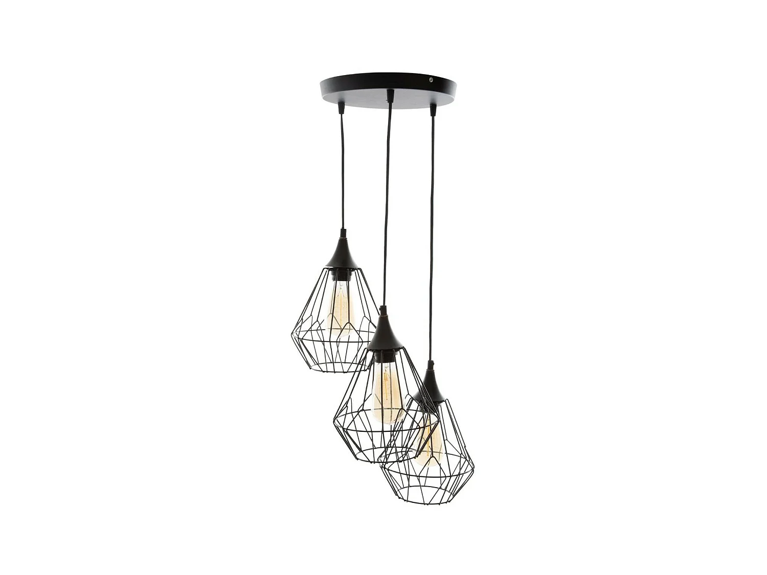 Luminaire Lustre 3 Suspensions en Métal filaire Noir