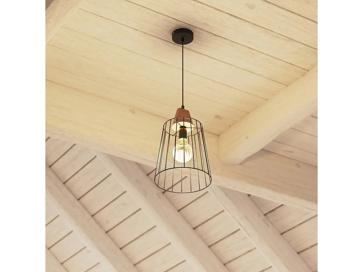 Luminaire Suspension en Métal filaire Noir D 23 cm