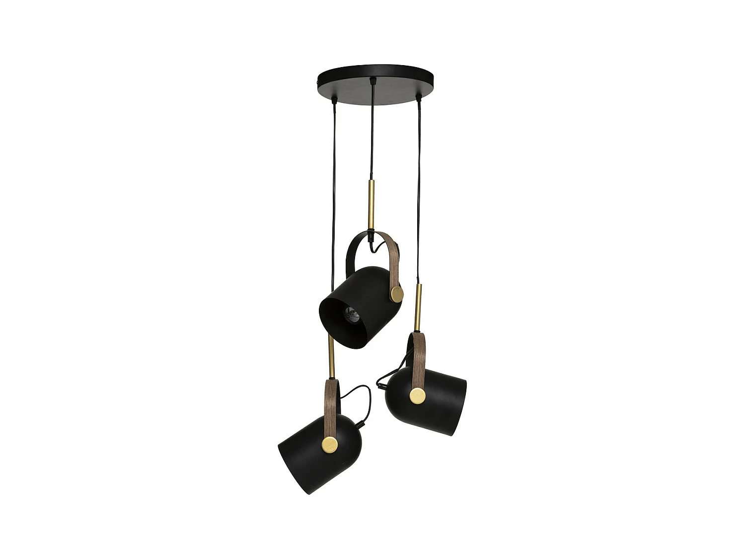 Luminaire Suspension 3 Lampes en Métal Noir & Doré H 83 cm
