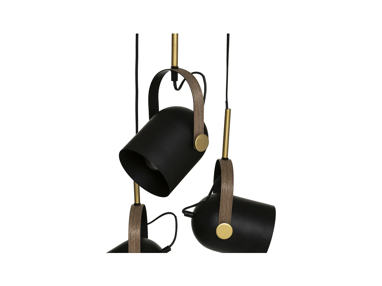 Luminaire Suspension 3 Lampes en Métal Noir & Doré H 83 cm