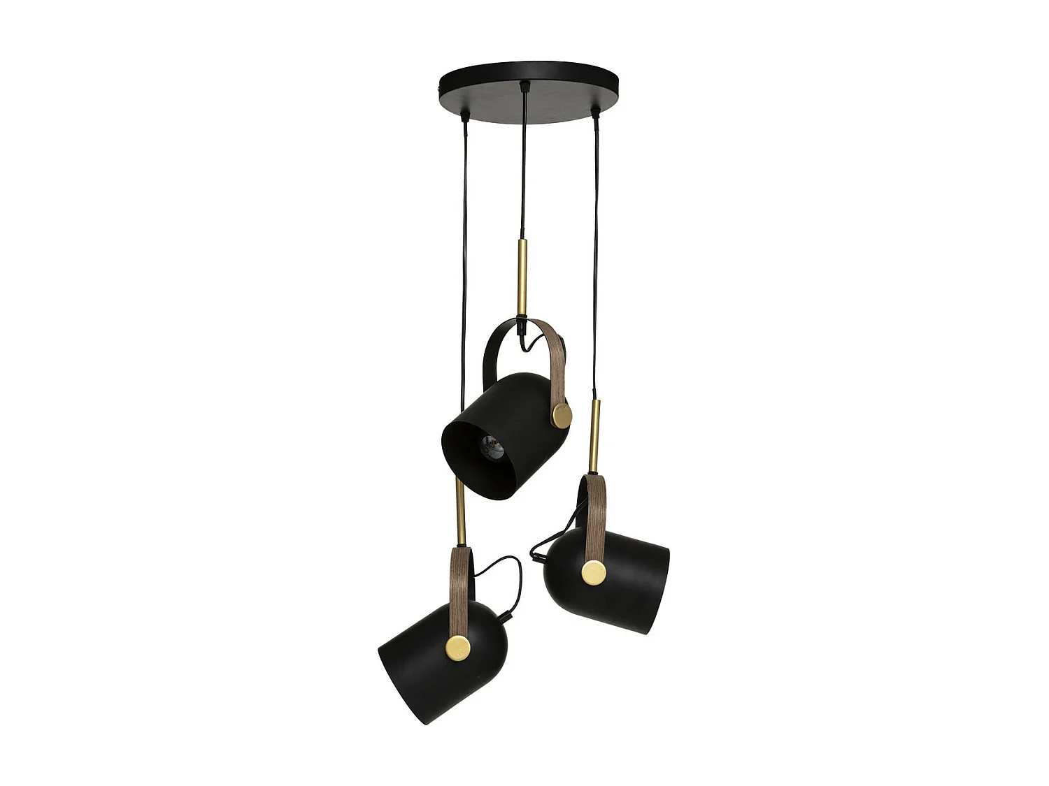 Luminaire Suspension 3 Lampes en Métal Noir & Doré H 83 cm