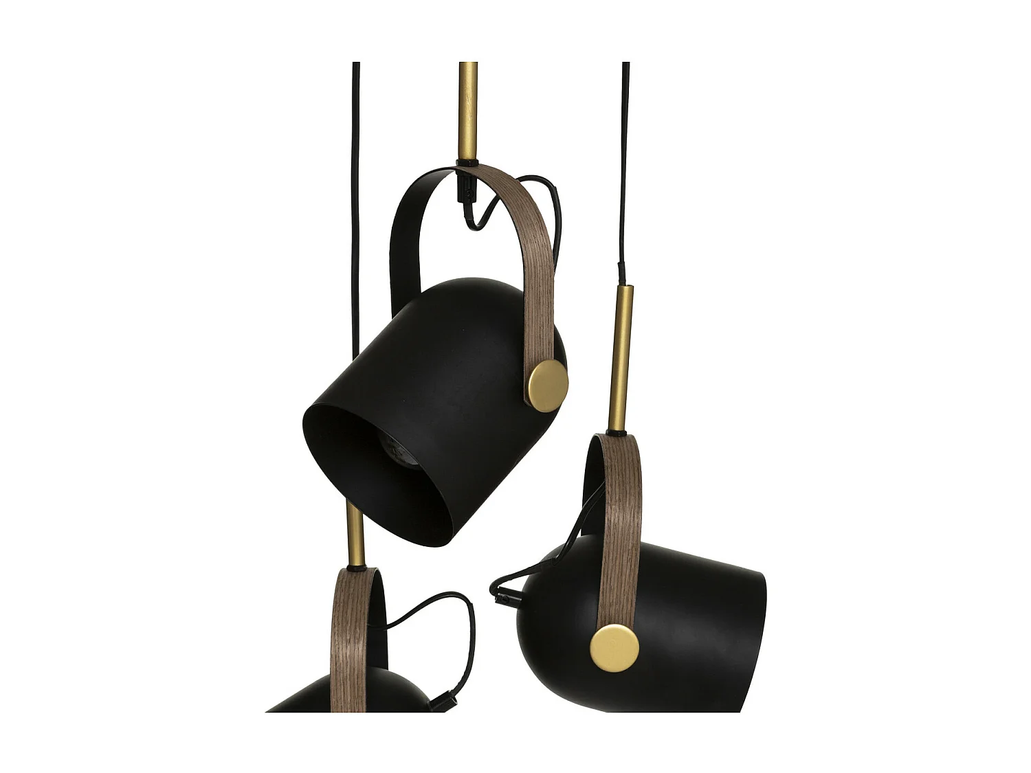 Luminaire Suspension 3 Lampes en Métal Noir & Doré H 83 cm