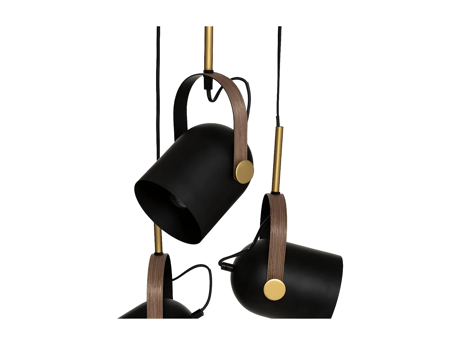 Luminaire Suspension 3 Lampes en Métal Noir & Doré H 83 cm