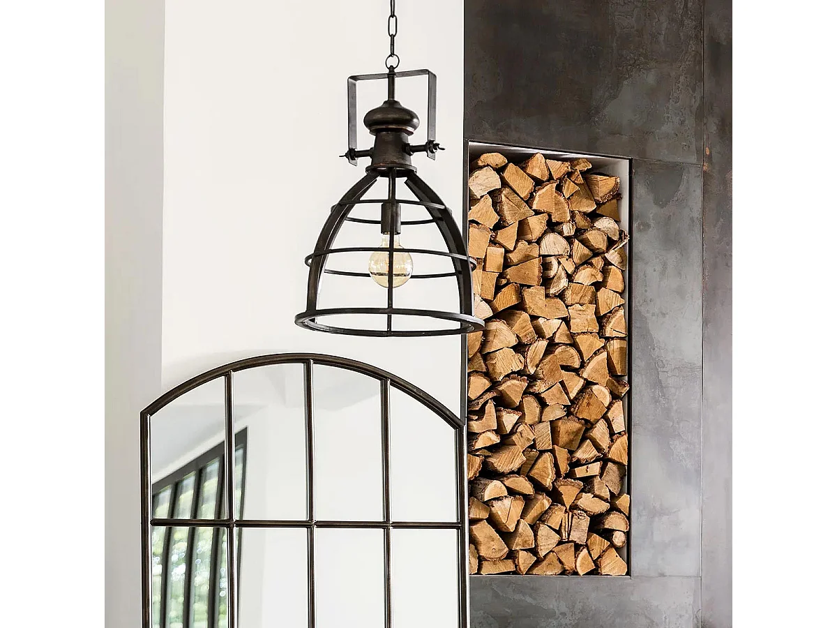 Luminaire Suspension en Métal Vieilli et Rétro D 40 cm