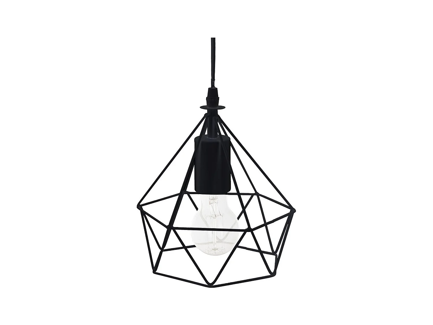 Luminaire Suspension en métal filaire Noir D 19 cm