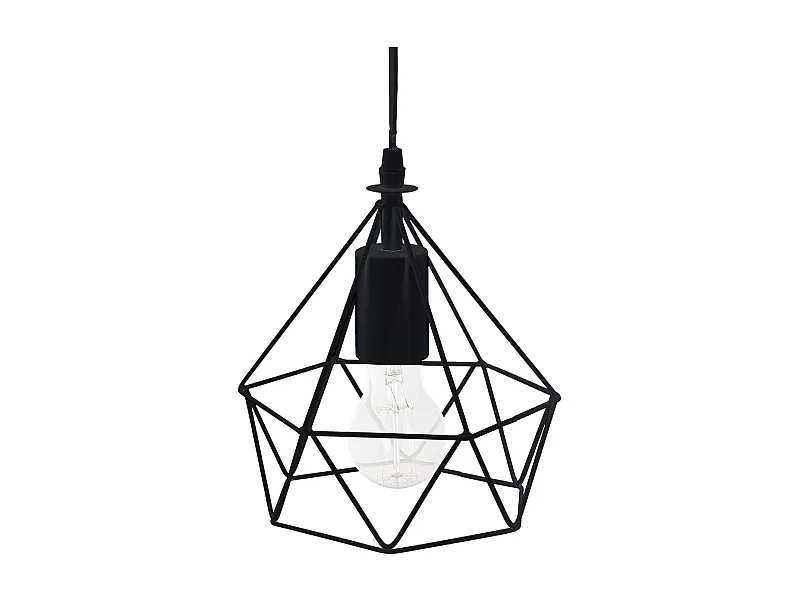 Luminaire Suspension en métal filaire Noir D 19 cm