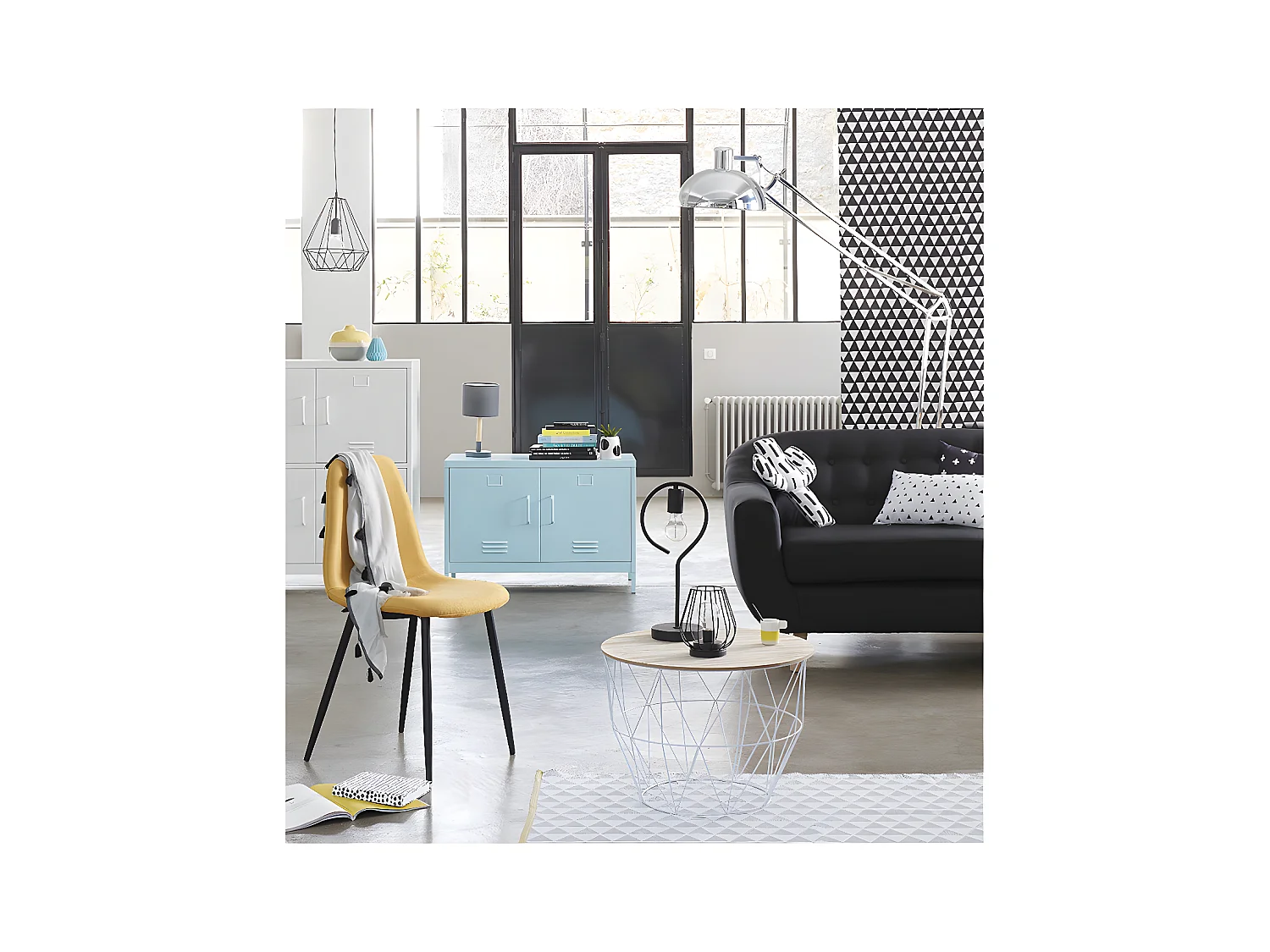 Luminaire Suspension en Métal filaire Noir D 25 cm