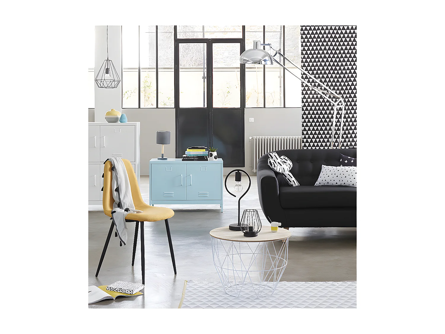 Luminaire Suspension en Métal filaire Noir D 25 cm