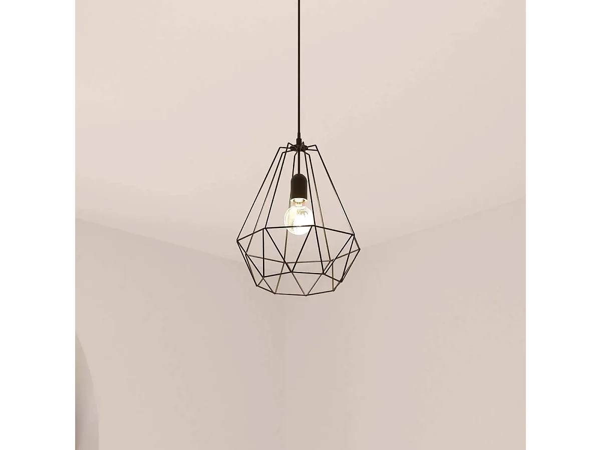 Luminaire Suspension en Métal filaire Noir D 25 cm
