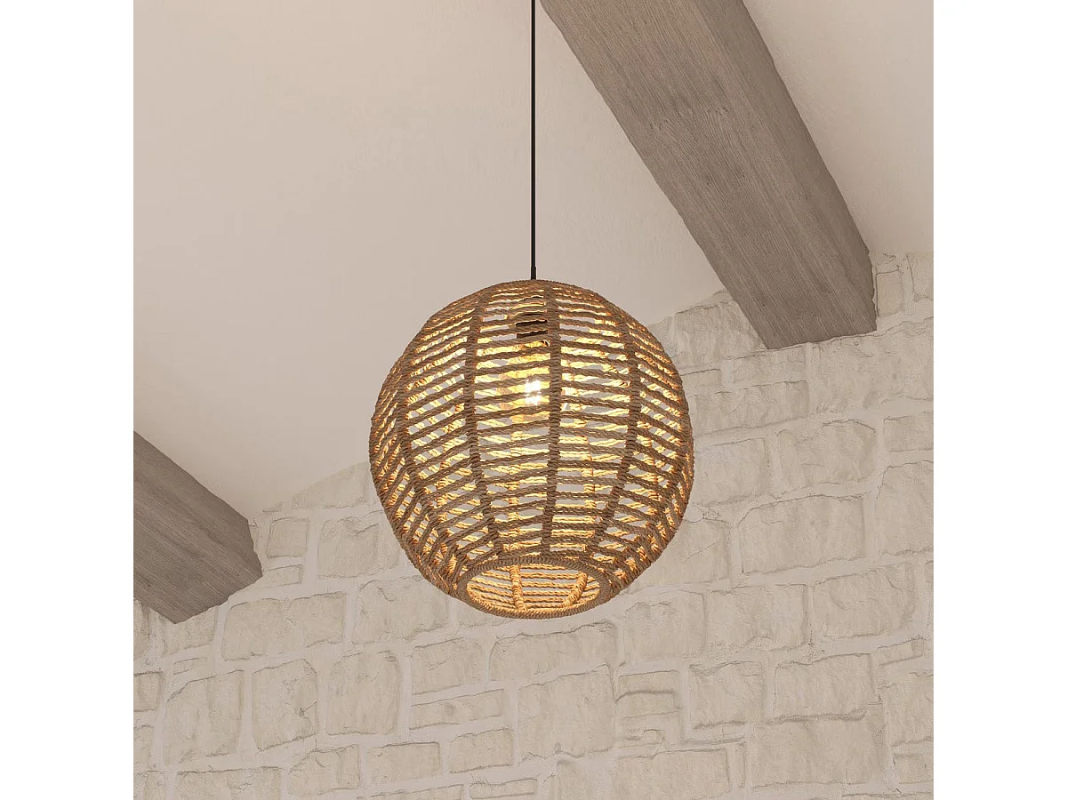 Luminaire Suspension Boule en Rotin D 33 cm