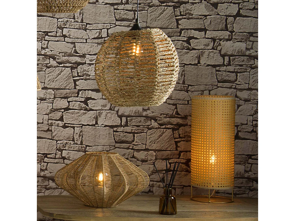 Luminaire Suspension Boule en Rotin D 33 cm