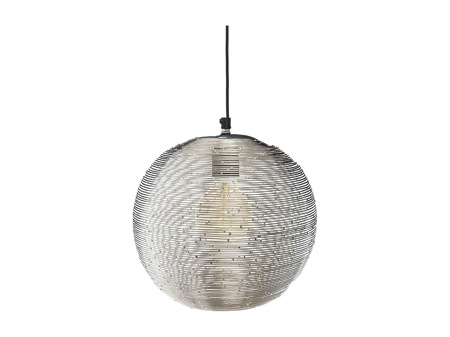Luminaire Suspension Boule en Métal argent D 25 cm