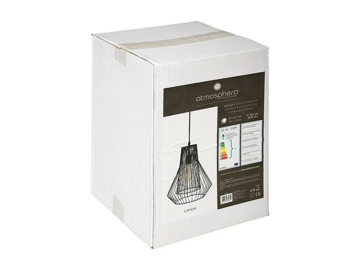 Luminaire Suspension en Métal filaire Noir D 28 cm