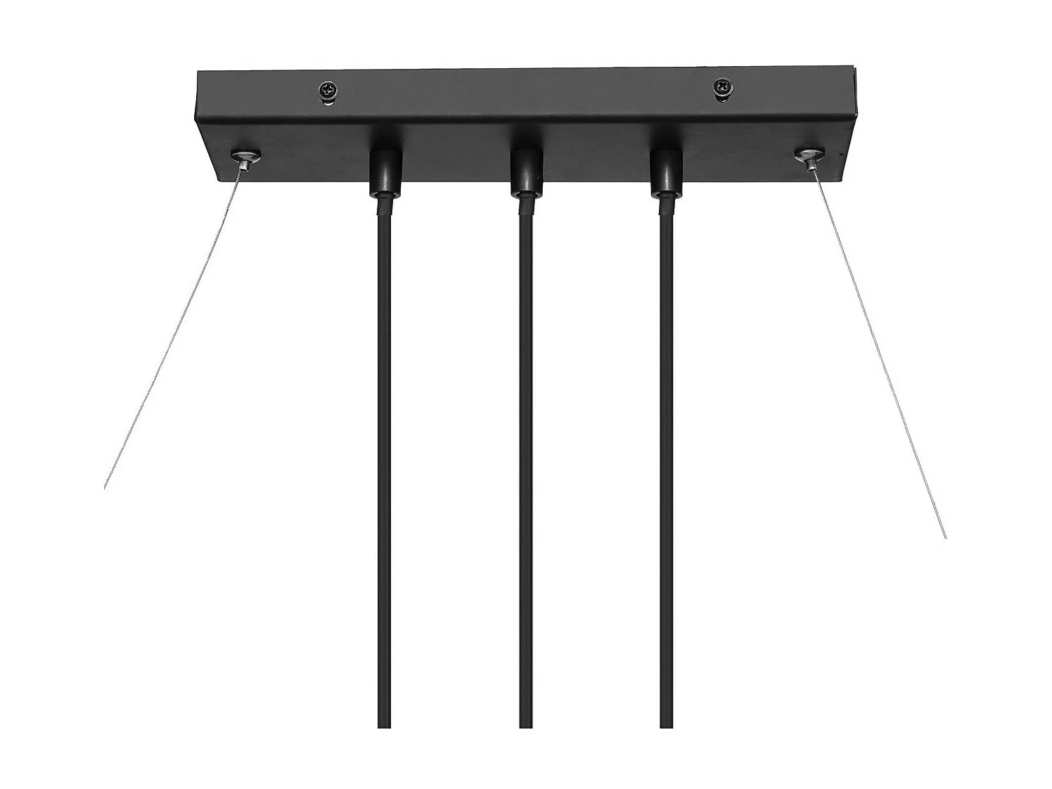 Luminaire Suspension 3 Lampes en Métal Noir et Bois de Pin L 70 cm