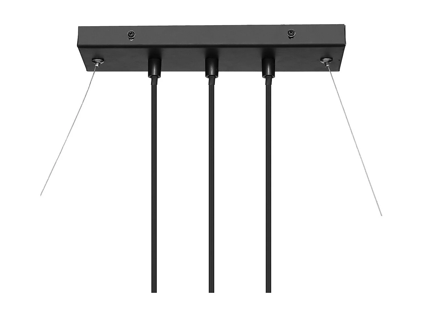 Luminaire Suspension 3 Lampes en Métal Noir et Bois de Pin L 70 cm