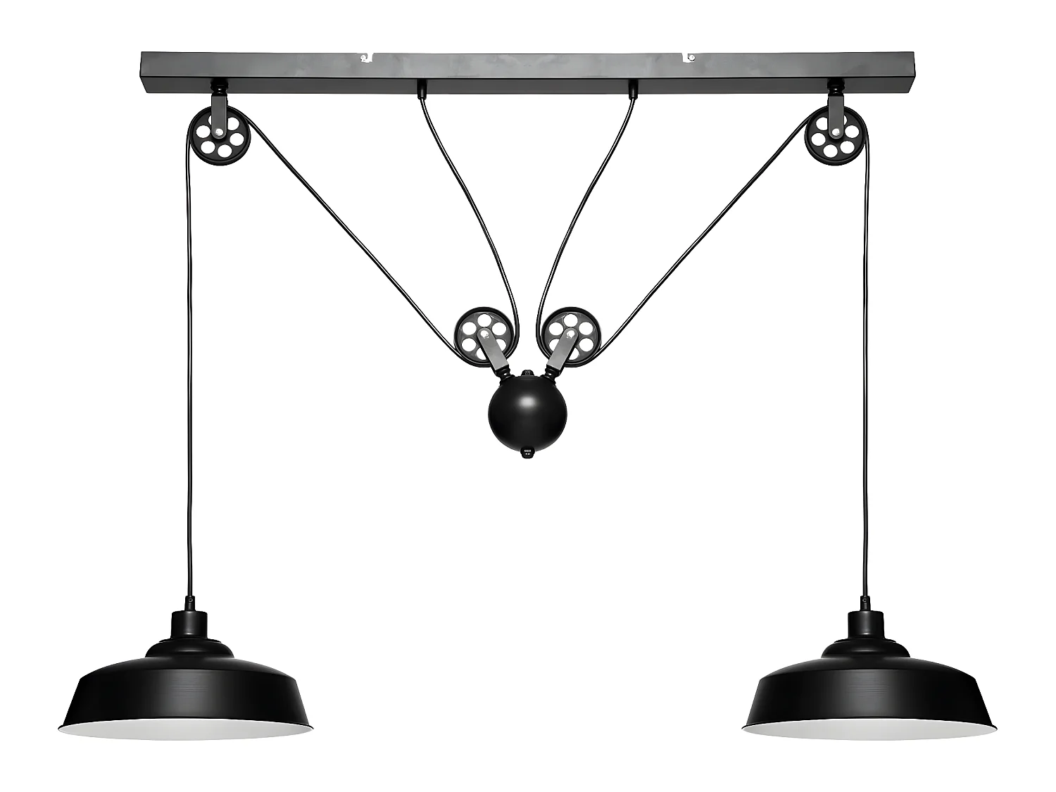 Luminaire Suspension 2 Lampes en Métal Noir