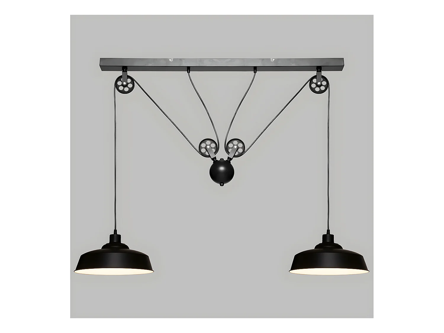 Luminaire Suspension 2 Lampes en Métal Noir