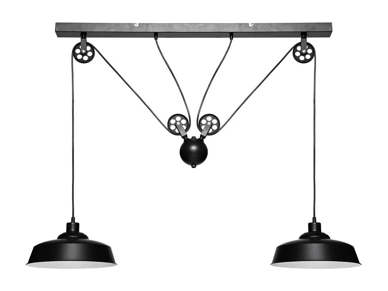 Luminaire Suspension 2 Lampes en Métal Noir