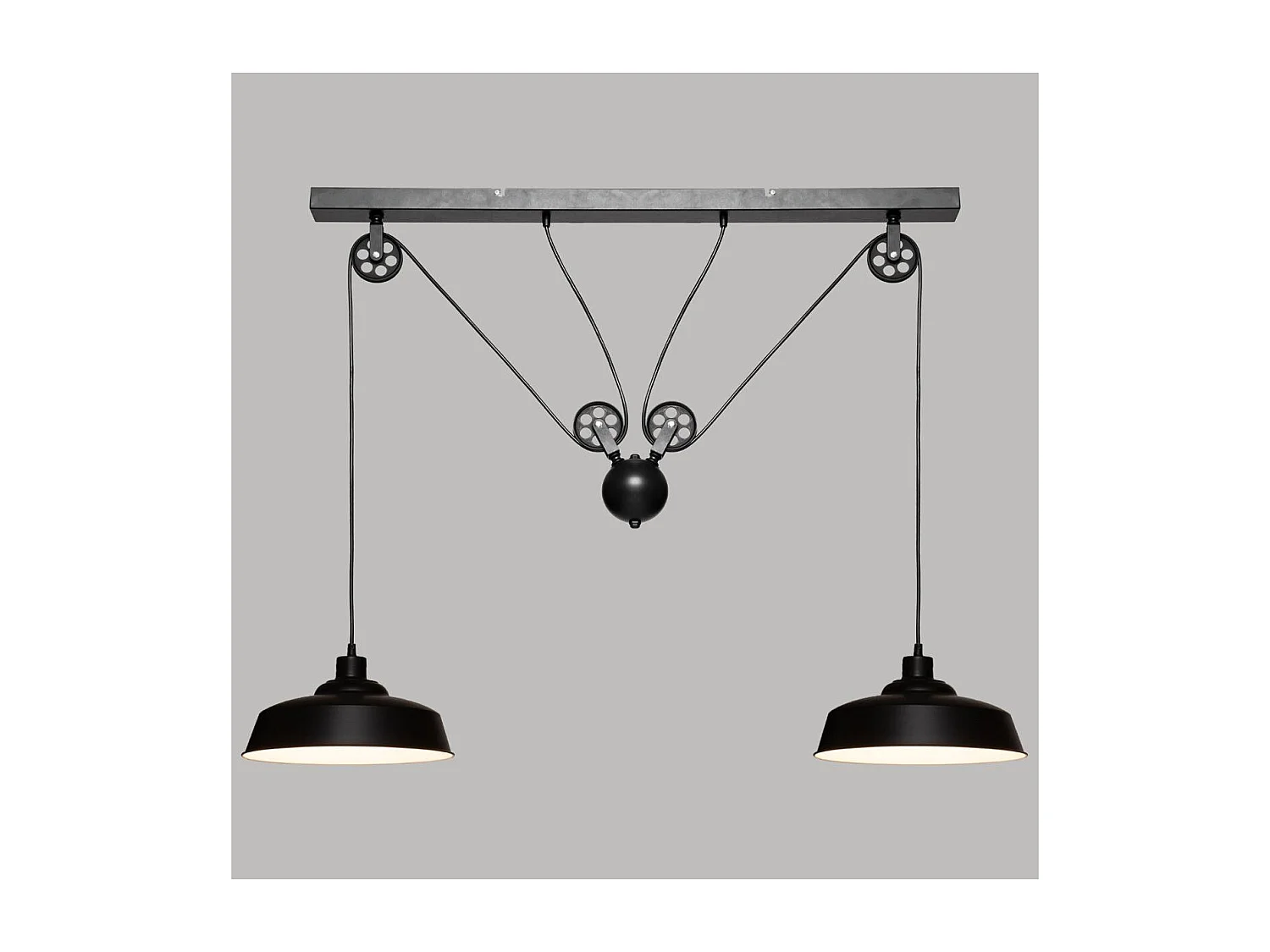 Luminaire Suspension 2 Lampes en Métal Noir