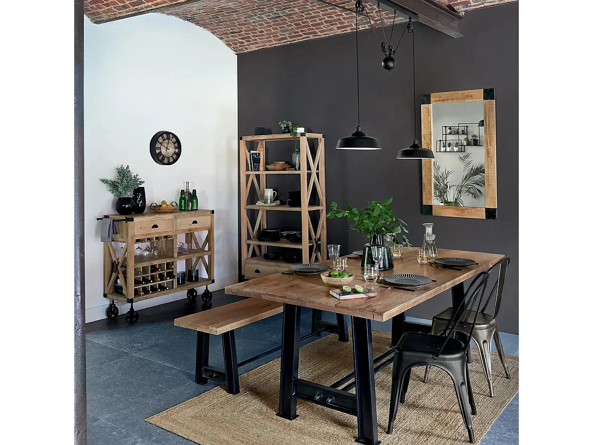 Luminaire Suspension 2 Lampes en Métal Noir