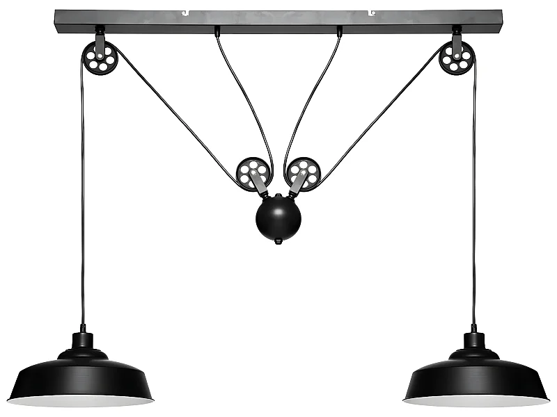 Luminaire Suspension 2 Lampes en Métal Noir