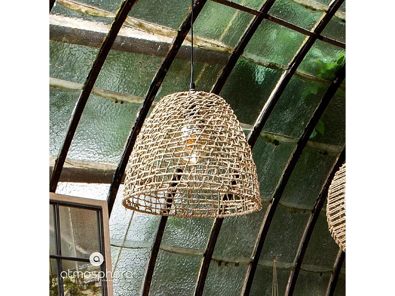Luminaire Suspension Conique en Rotin D 33 cm