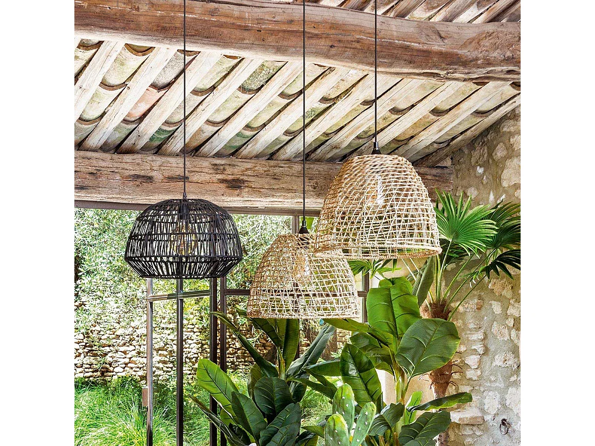 Suspension cône - H 31 cm - Beige