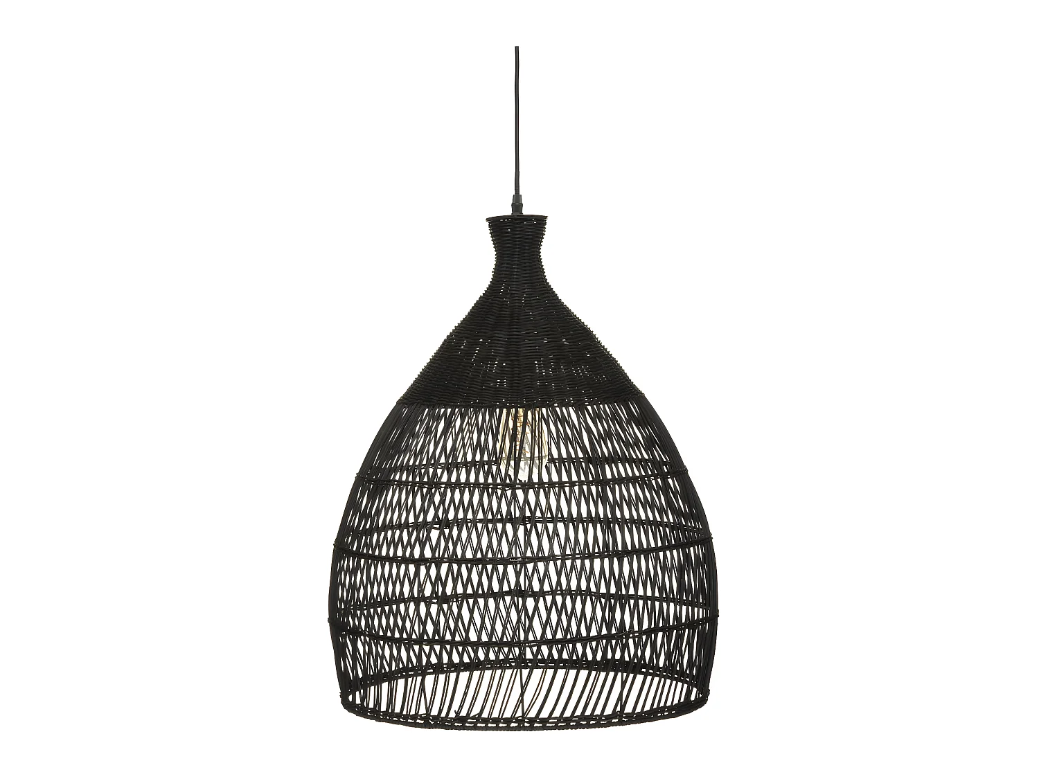 Luminaire Suspension en Rotin noir D 49 cm