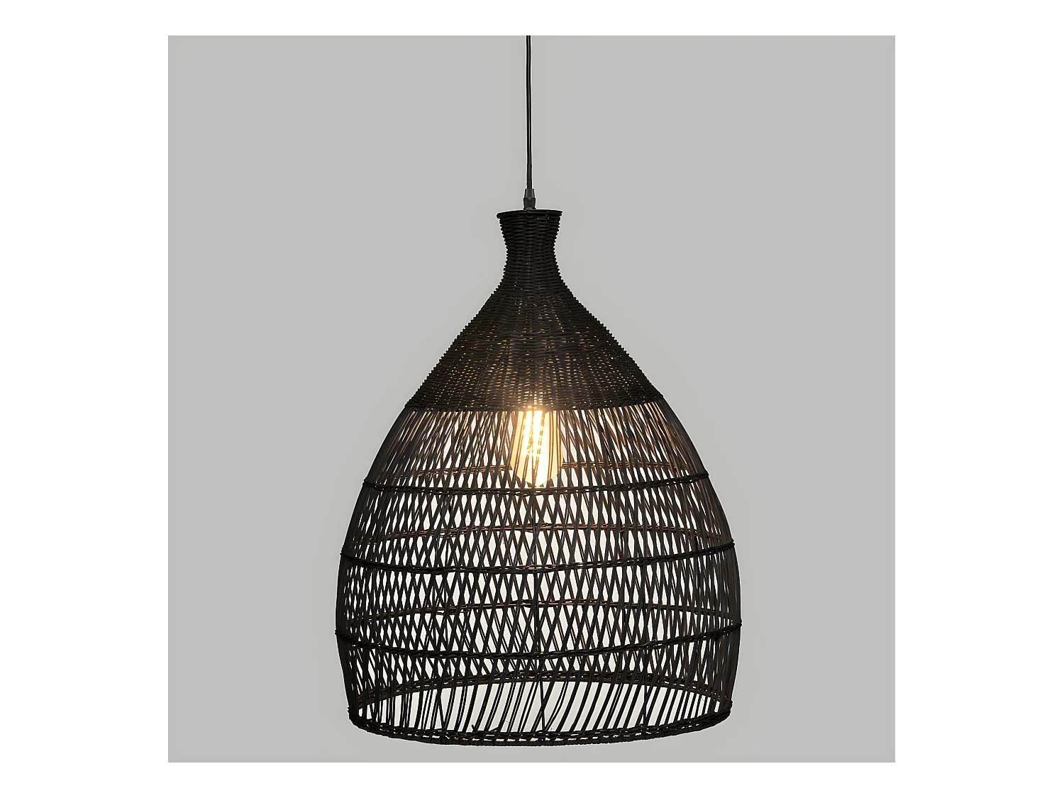 Luminaire Suspension en Rotin noir D 49 cm