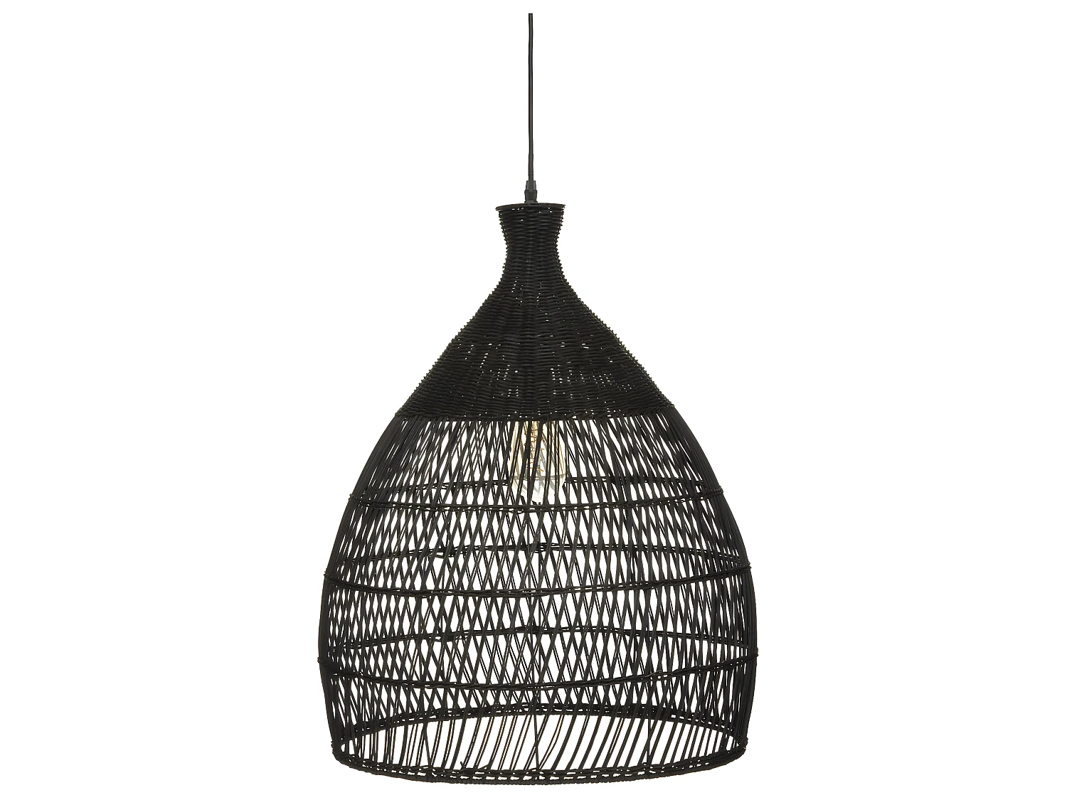 Luminaire Suspension en Rotin noir D 49 cm