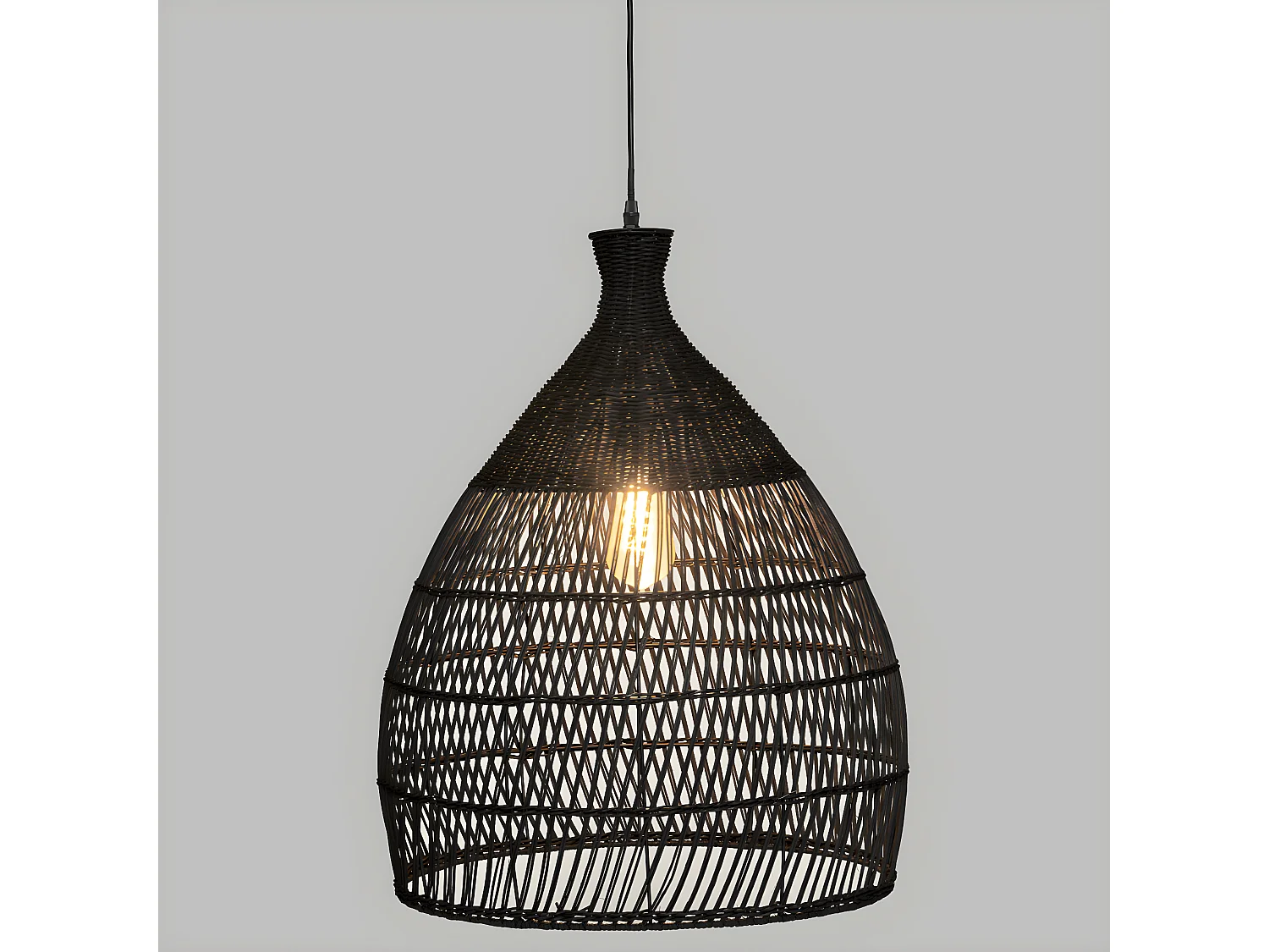 Luminaire Suspension en Rotin noir D 49 cm