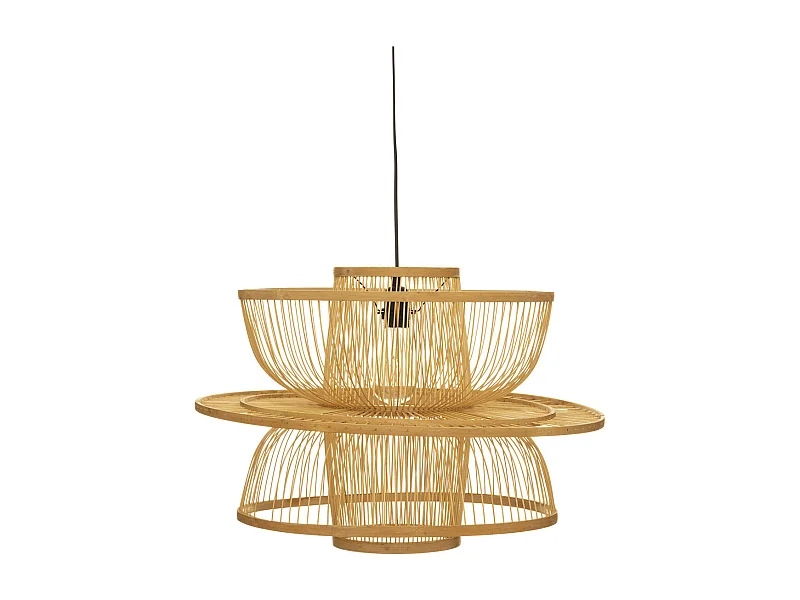 Luminaire Suspension en Bambou Naturel D. 58 x H. 45 cm