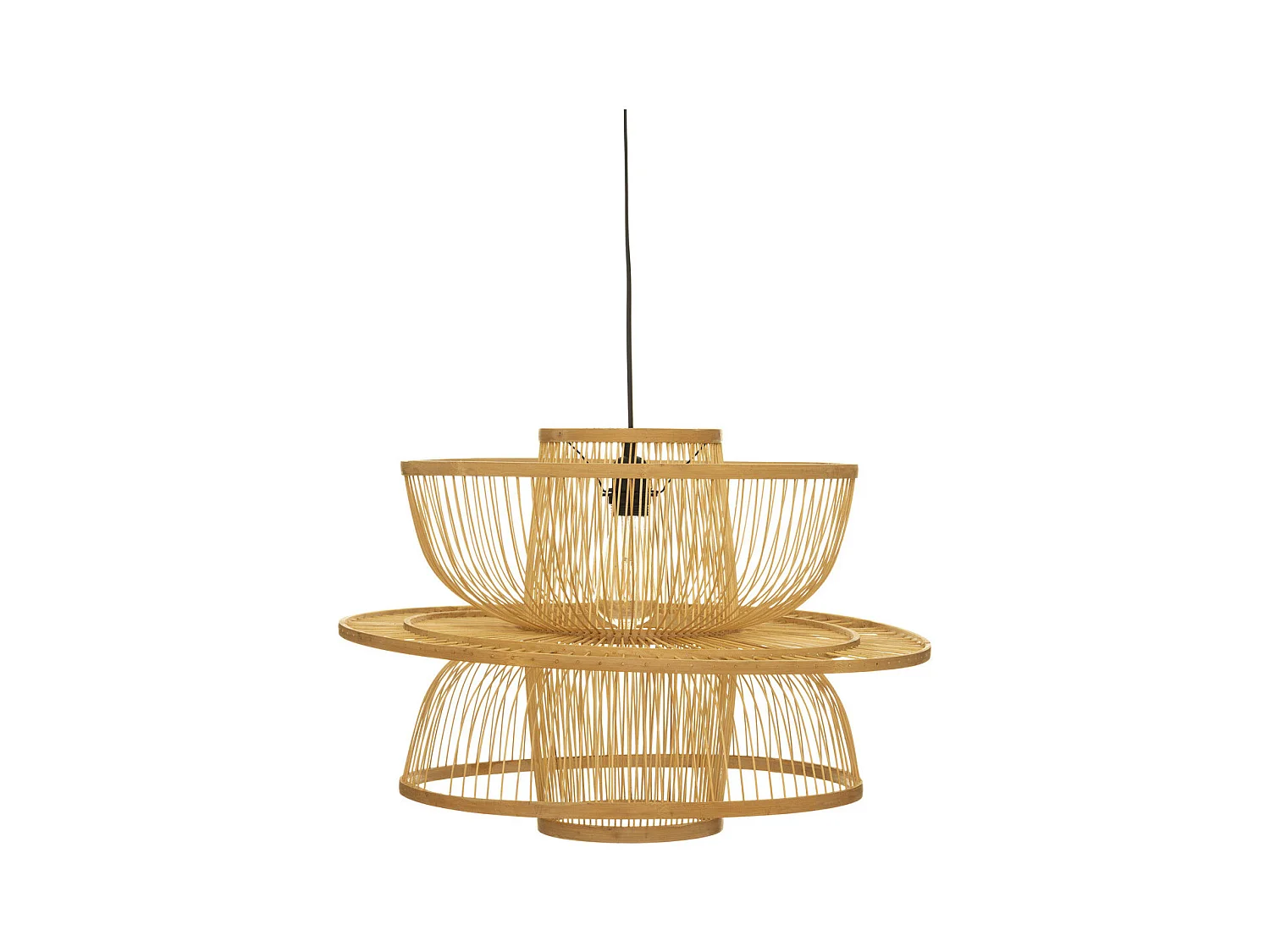 Luminaire Suspension en Bambou Naturel D. 58 x H. 45 cm