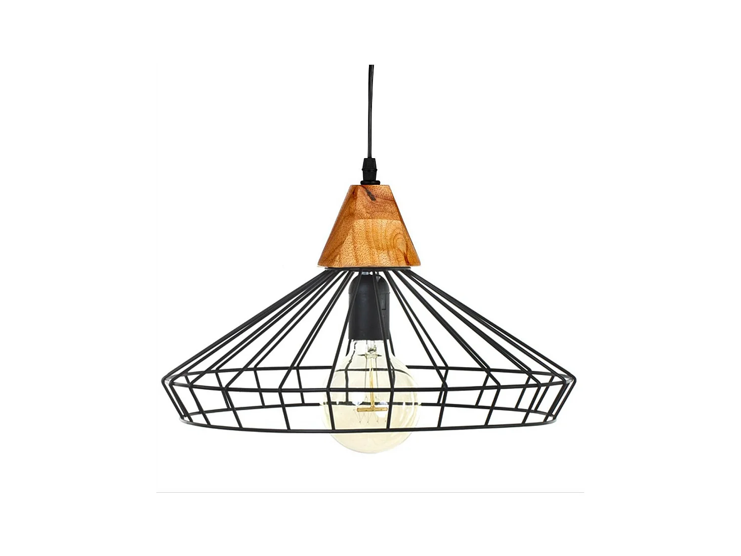 Lámpara de techo en metal y madera