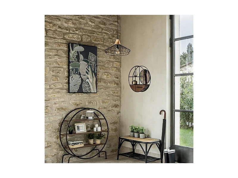 Lámpara de techo en metal y madera