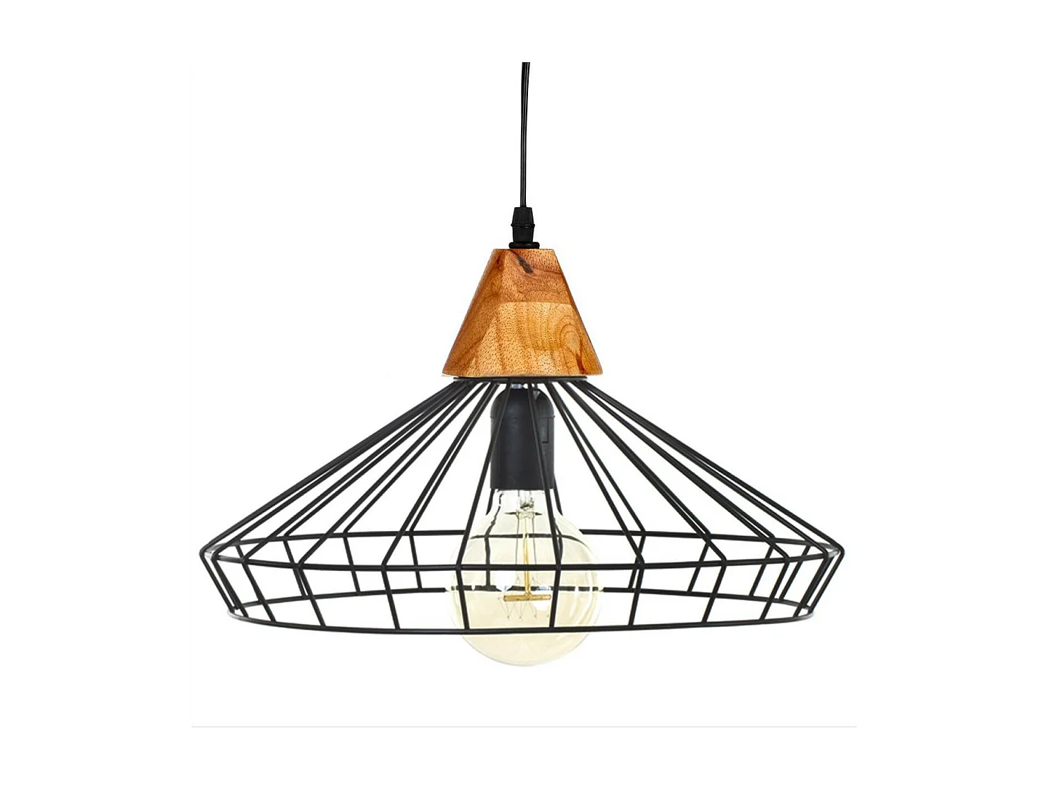 Luminaire Suspension en Métal filaire Noir D 38 cm