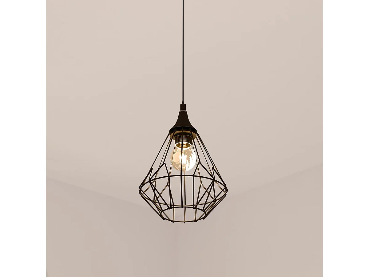 Luminaire Suspension en Métal filaire Noir D 19 cm