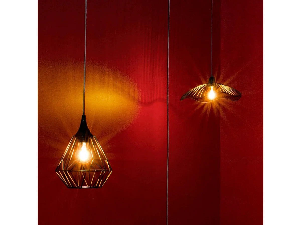 Luminaire Suspension en Métal filaire Noir D 19 cm